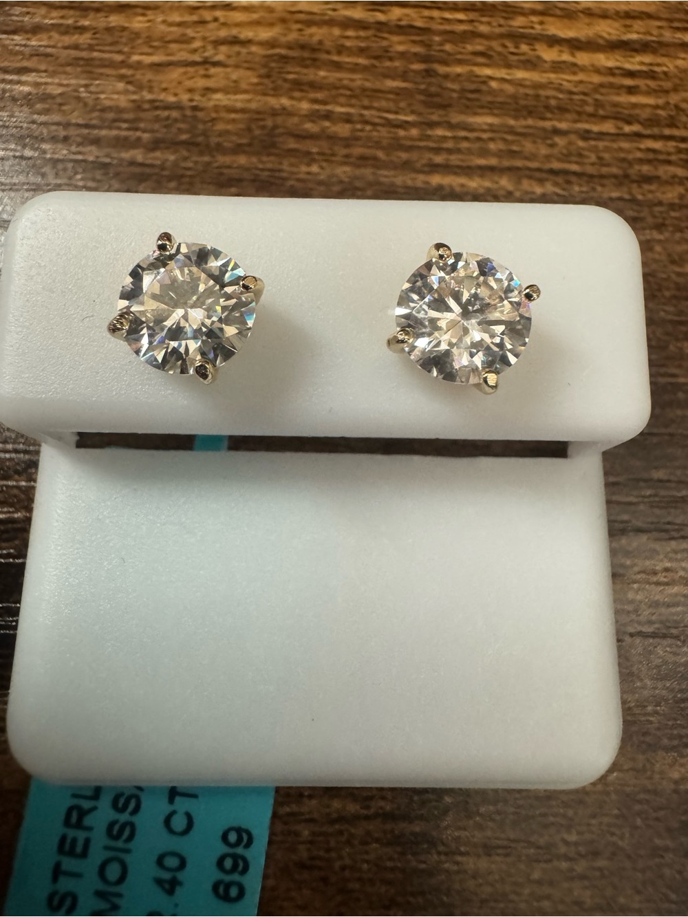 2.40 ct  Round Moissanite  Stud Earrings in Gold Prong